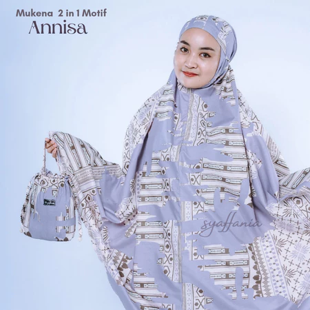 Mukena Traveling Dewasa Katun Motif 2 in 1 Retsleting Renda Jumbo - Image 3