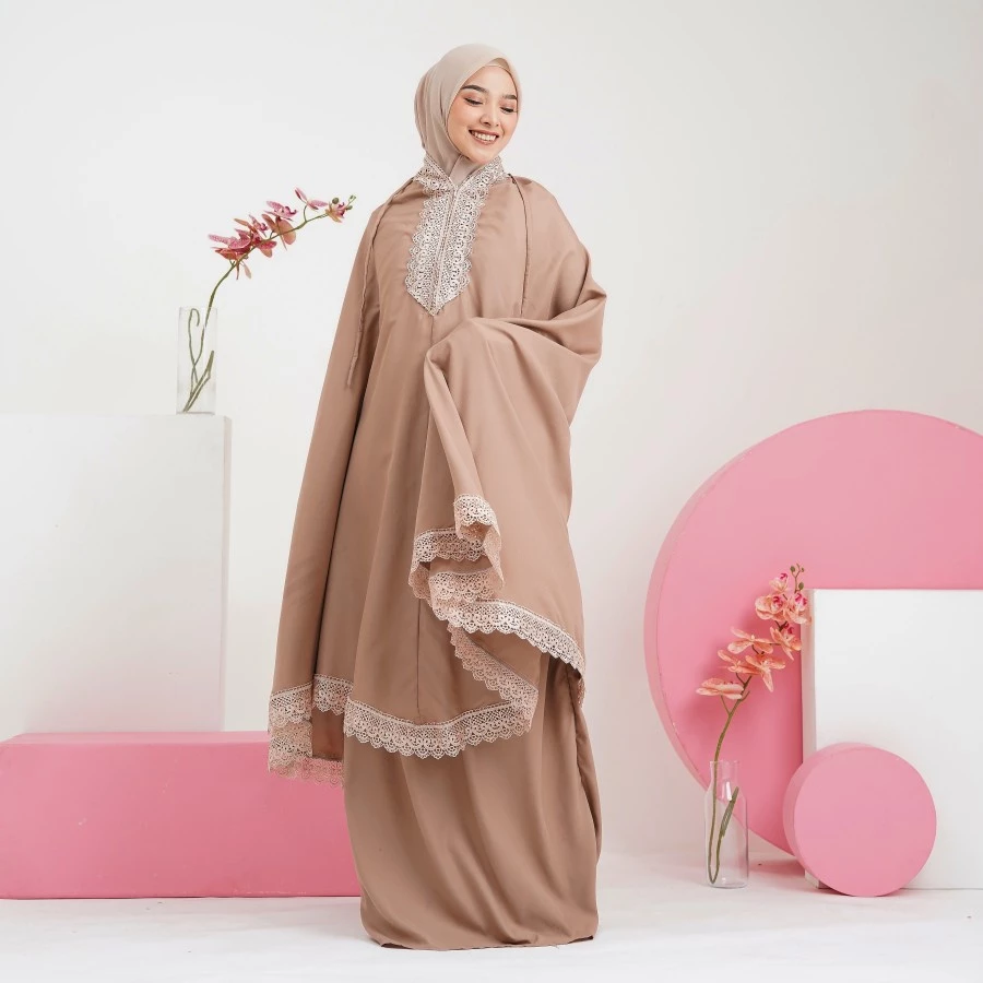 Mukena Dewasa 2 in 1 Traveling Ponco Katun Jumbo Adem - Gambar 2